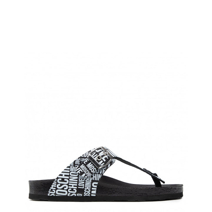 Love Moschino logo flip flop sandals.