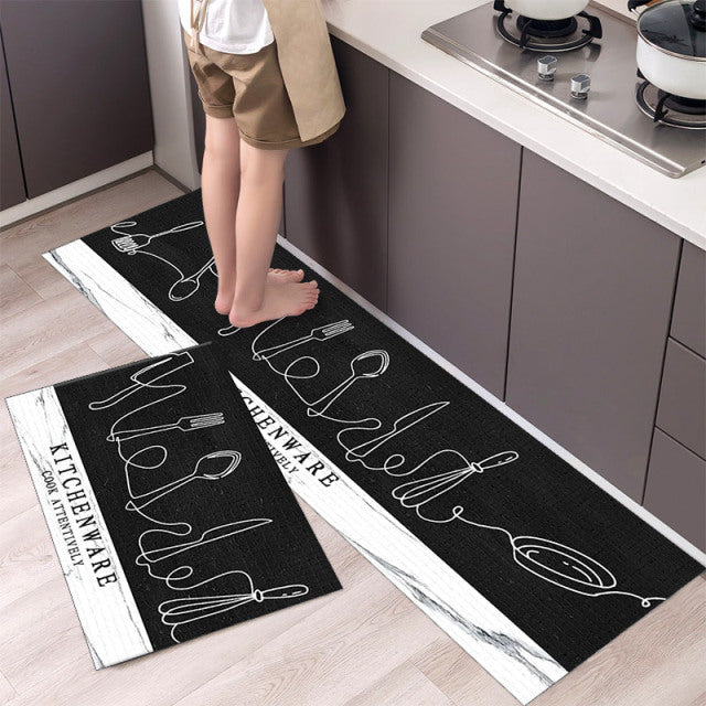 Tableware Pattern NON-Slip Kitchen Floor Mat