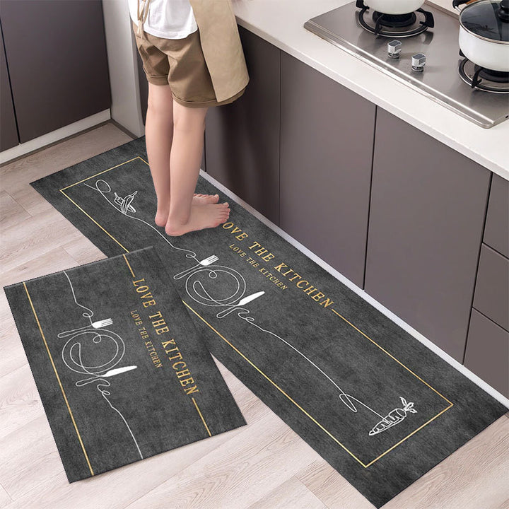 Tableware Pattern NON-Slip Kitchen Floor Mat