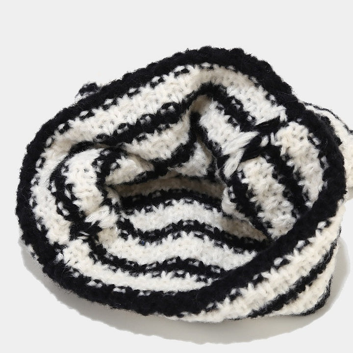 Striped Horned Streetwear Knitted Beanie