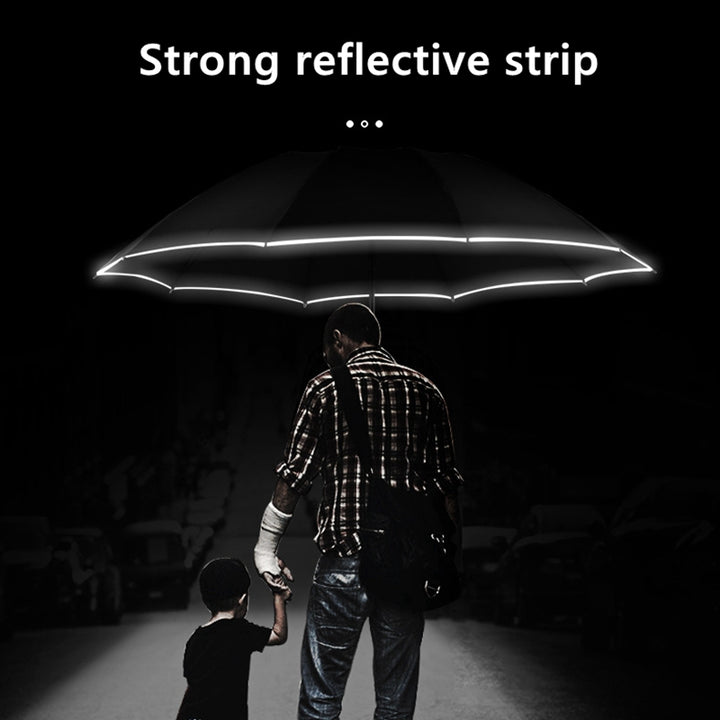 Automatic Umbrella with Reflective Stripe Reverse Led Light