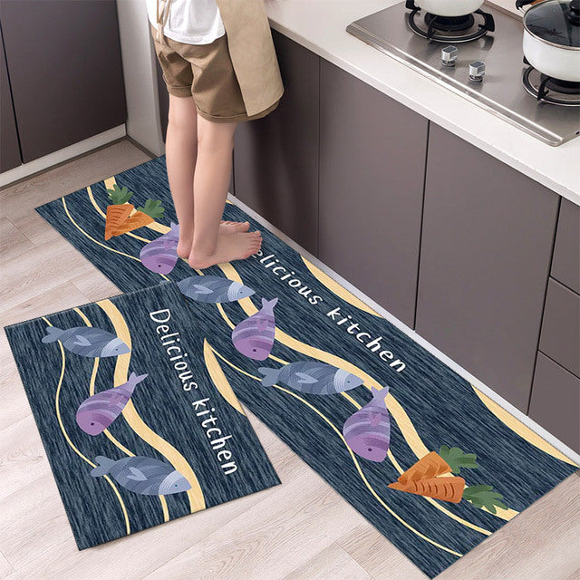 Tableware Pattern NON-Slip Kitchen Floor Mat