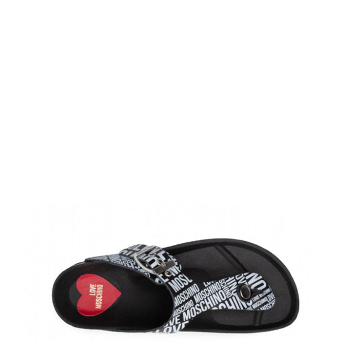 Love Moschino logo flip flop sandals.