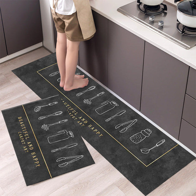 Tableware Pattern NON-Slip Kitchen Floor Mat