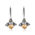 Yellow Crystal Bee Drop Earrings .925 Silver