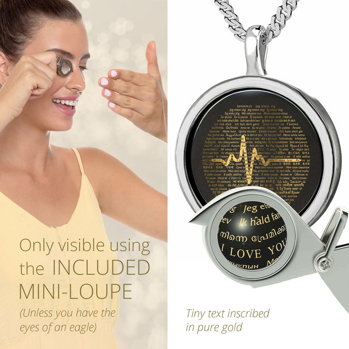 Heartbeat of Love Necklace  I Love You in Over 100 Languages Pendant