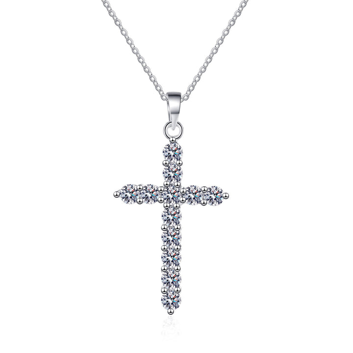 Sterling Moissanite Cross Diamond Necklace